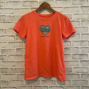 Women’s Life is Good Wild at Heart coral colored short sleeve t-shirt XS